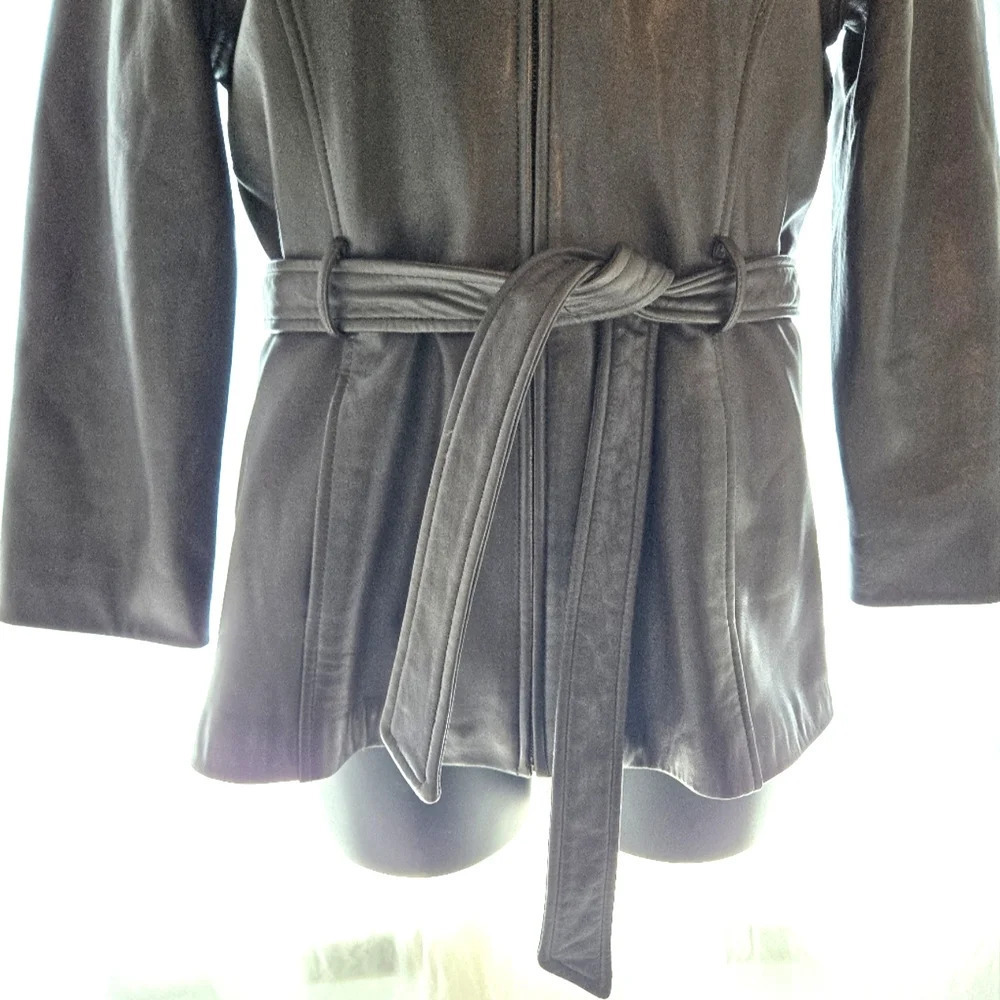Chocolate Knoles & Carter Leather 3/4 Coat EUC 🍫 - Picture 6 of 16